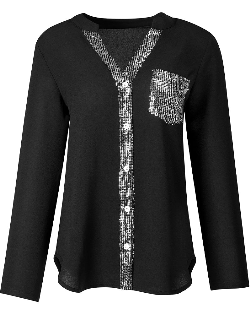 Bezaubernd leger – Paillettenknopf-Bluse für deinen Glamour-Moment