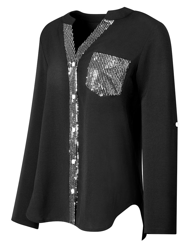 Bezaubernd leger – Paillettenknopf-Bluse für deinen Glamour-Moment